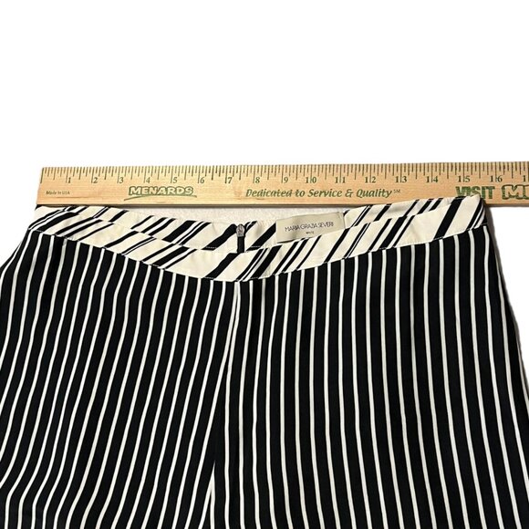 Maria Grazia Severi White Women's 46 Trouser Black White‎ Striped Viscose Slit - Picture 9 of 11
